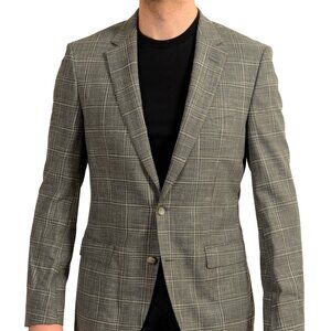 Hugo Boss Men's "T-Heel3" Slim Fit Two Button Plaid Wool Blazer US 40L IT 50L